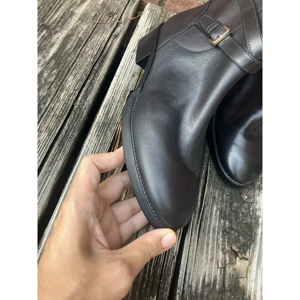 Women's Tory Burch Sidney Leather Ankle Bootie Boots - Penny Black size 8 1/2